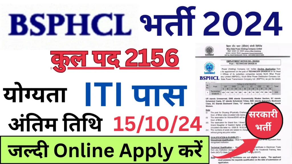 BSPHCL Technician Recruitment 2024